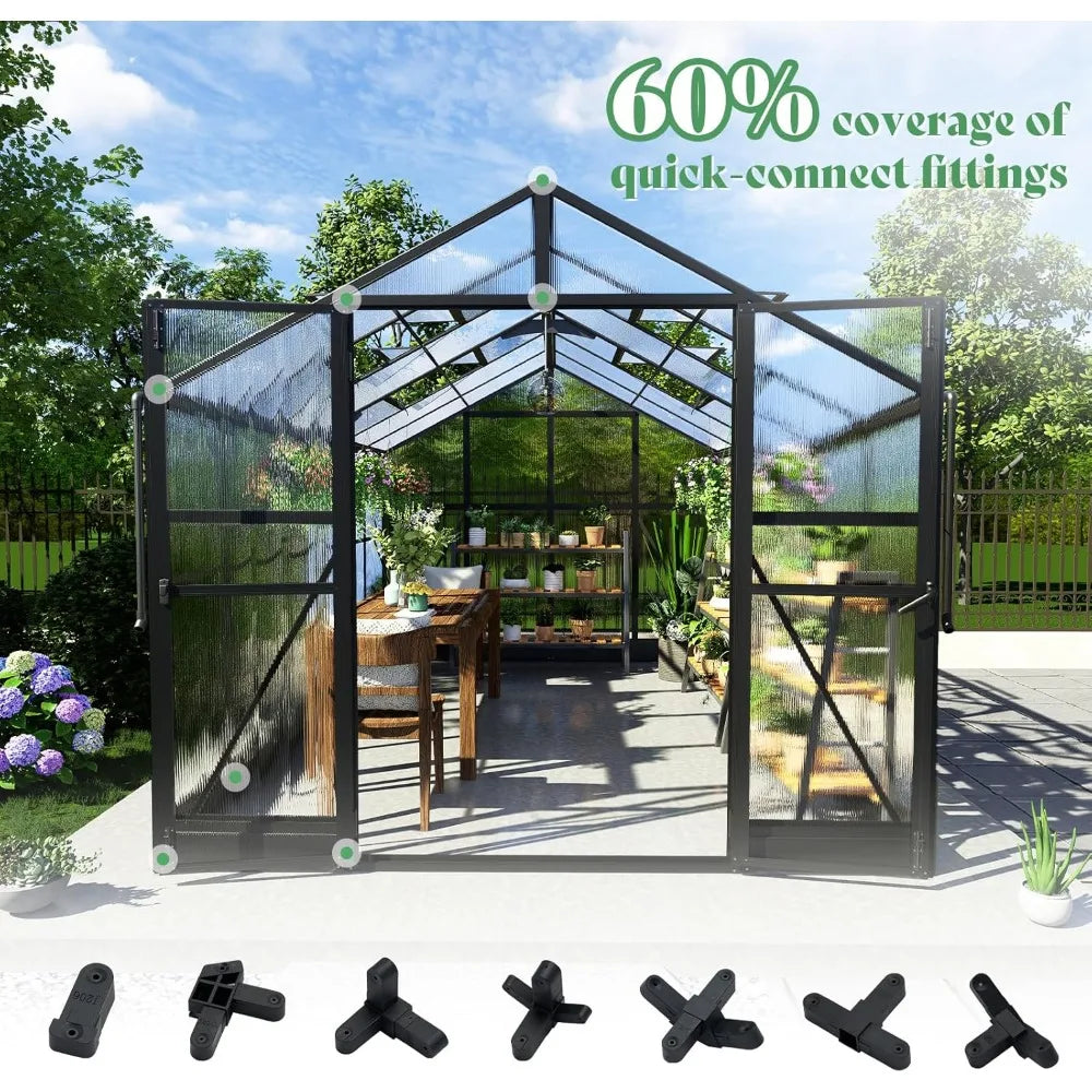 Polycarbonate walk in greenhouse, outdoor greenhouses