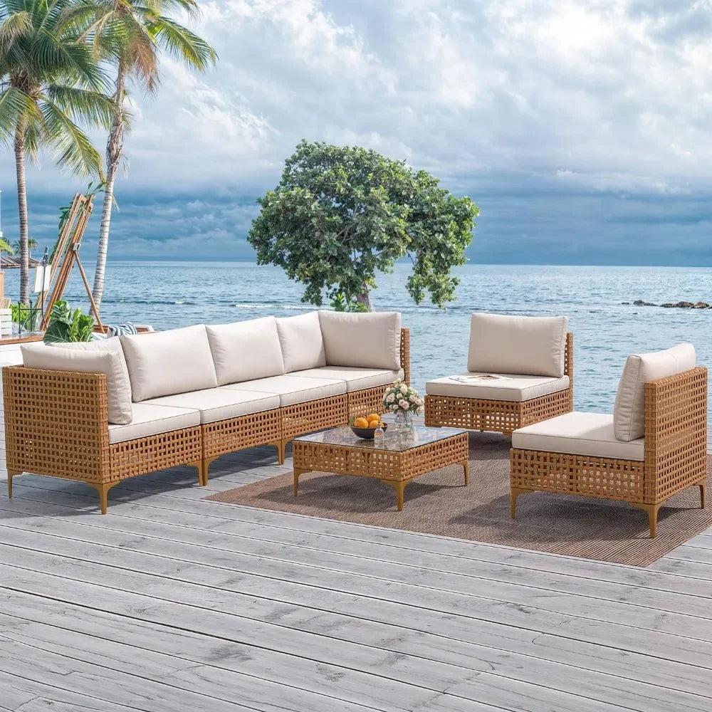 Patio Furniture Set Outdoor Sofa with Table and Cushions