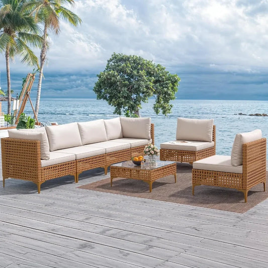 Patio Furniture Set Outdoor Sofa with Table and Cushions