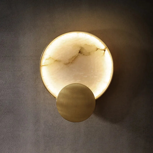 High Quality Copper Marble Round Wall Lamp for Indoor Lighting and Modern Simple Home Decor