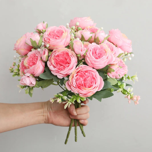 Artificial Pink Silk Peony Bouquet