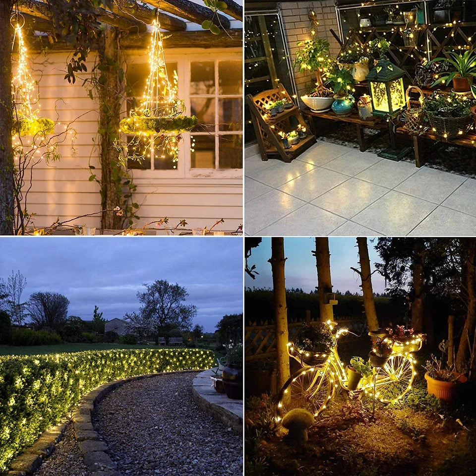 Solar Powered Outdoor String Lights Copper Wire Light