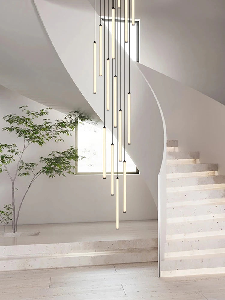 Nordic Strip Round Chandelier LED Tube Design Modern