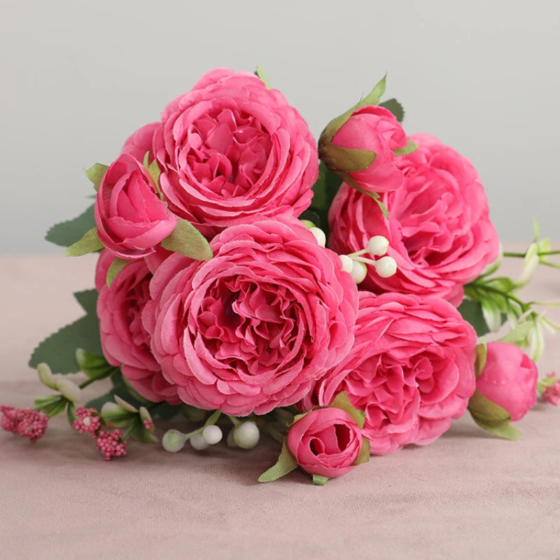 Artificial Pink Silk Peony Bouquet