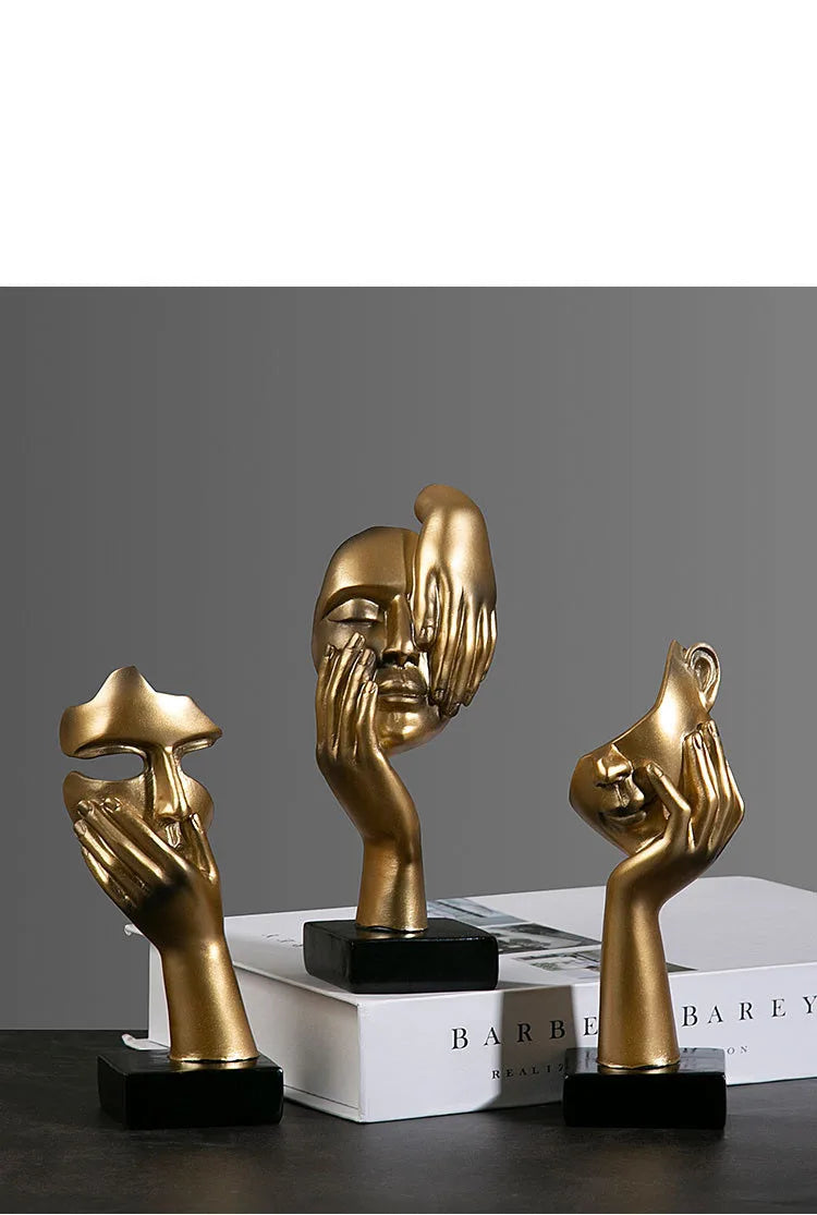 Abstract Resin Mask Statues Miniature Figurines for Interior Decoration