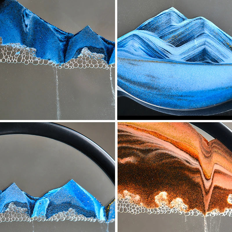 3D Quicksand Art Round Glass