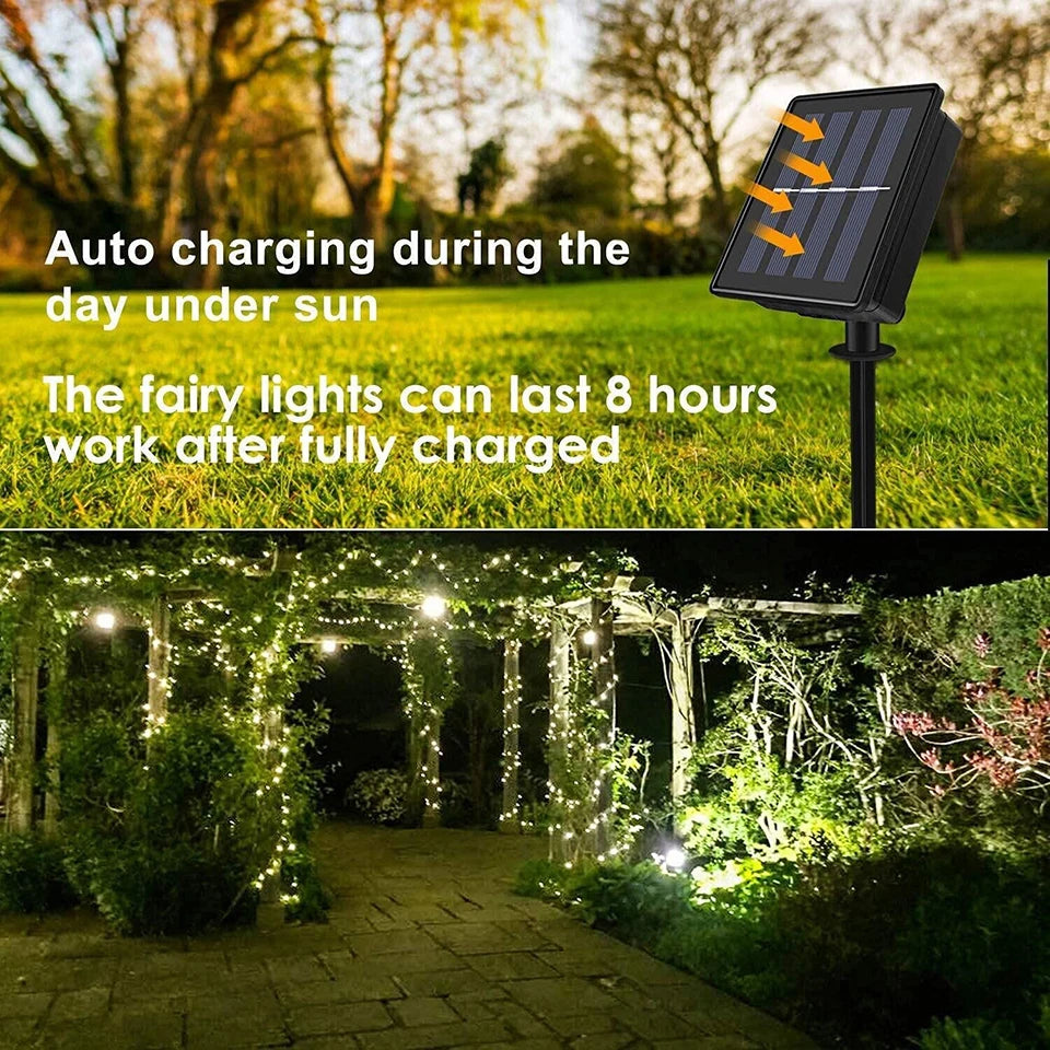 Solar Powered Outdoor String Lights Copper Wire Light