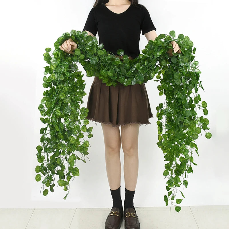 Artificial Plant Green Ivy Leaves Silk Wreath Wall Hanging for Decoration