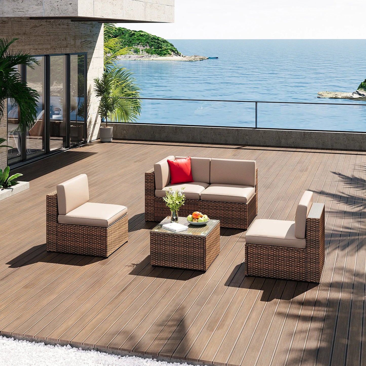 Outdoor rattan sofa set