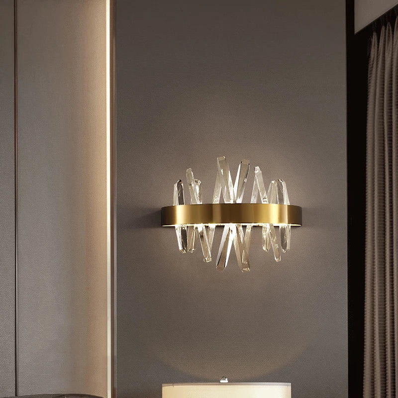 Modern Copper Wall Lamp with Crystal Lights Wall Sconce Indoor Decor Lights