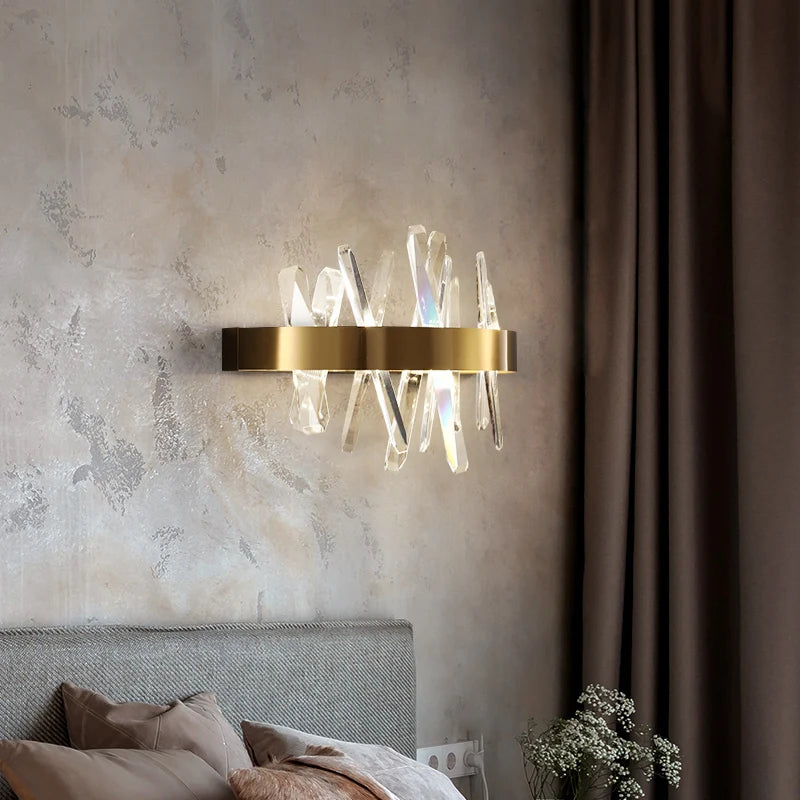 Modern Copper Wall Lamp with Crystal Lights Wall Sconce Indoor Decor Lights